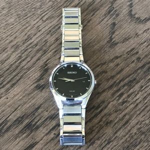 Men’s Seiko Solar Black Dial Stainless Steel Watch
